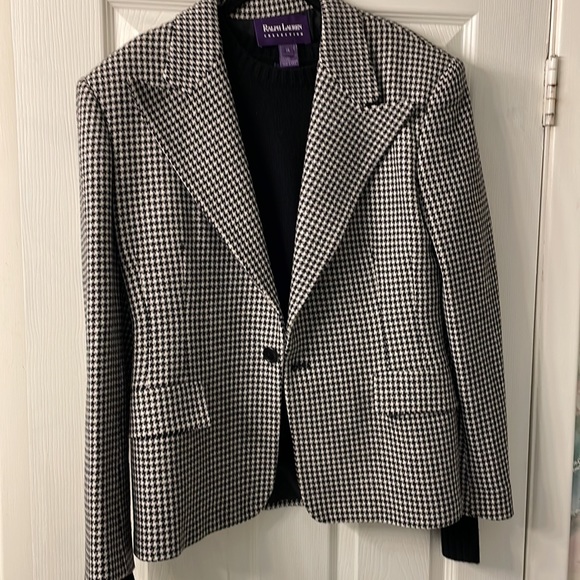 RALPH LAUREN VINTAGE PURPLE LABEL black and white houndstooth blazer🏇 - Picture 3 of 9